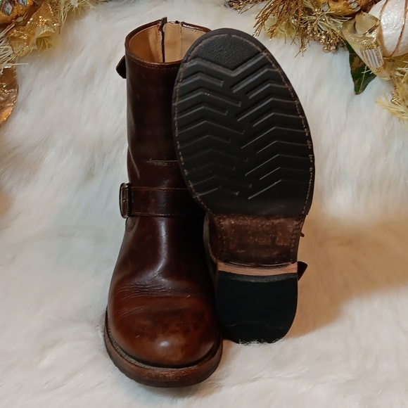 Frye Women Rustic Brown Leather Harness Biker Motorcycle Boots Size 8B - Picture 5 of 13
